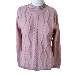 Monrosa size S womens sweater pullover ribbed textured knit mock-neck longsleeve